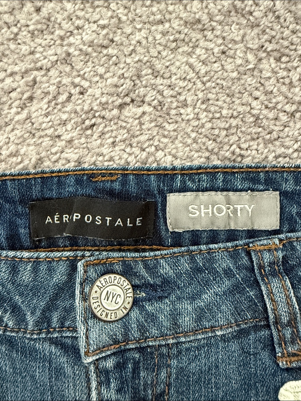 Aeropostale Blue Denim Shorts with Cream Crochet Trim - Picture 2 of 3